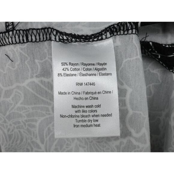 Hang Ten Dress Womens Large Black White Floral Stretch Pullover UPF 50 Plus New - Picture 16 of 16